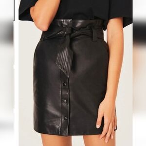 Ba&sh Pam Belted Lambskin Skirt